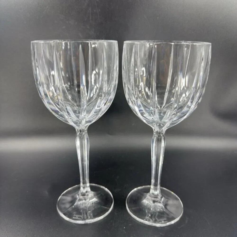Waterford Marquis Omega Large Heavy‎ Clear Crystal 2 Glass Goblet Drinking Cups